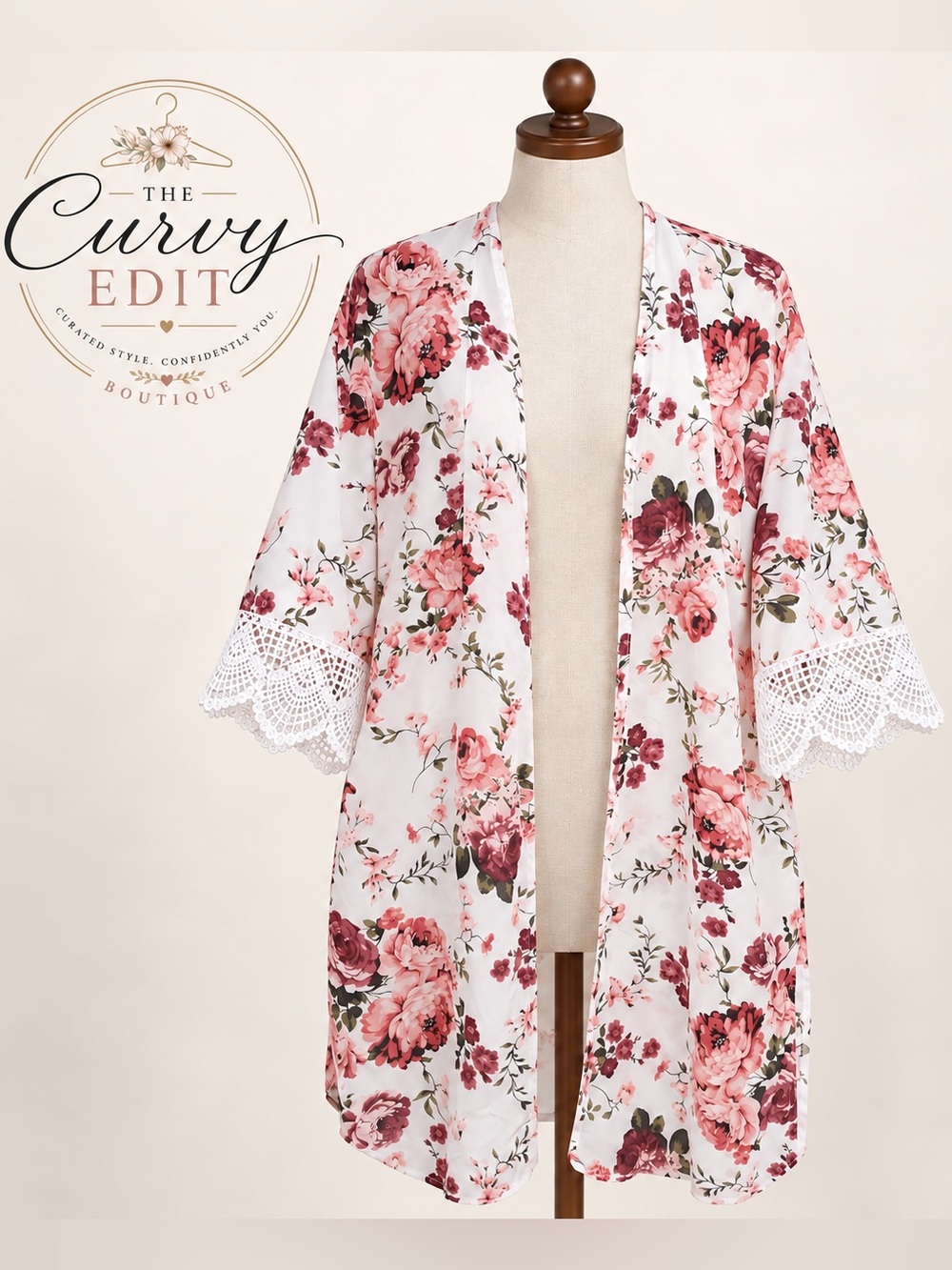 Wallflower Size L Floral Kimono Crochet Lace Bell Sleeve Boho Cardigan Oversized